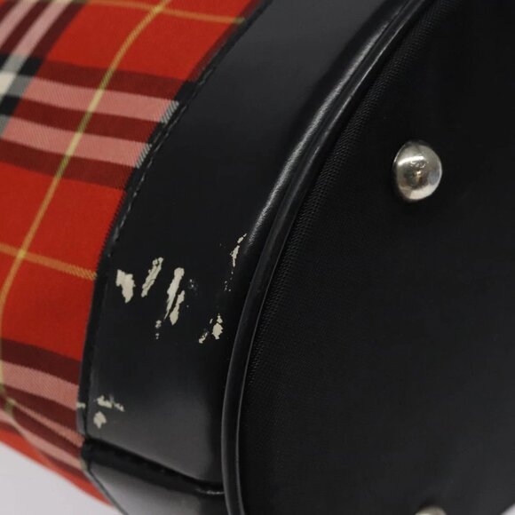 Burberrys Nova Check Blue Label Hand Bag Canvas Red Silver Auth 118022 - Picture 13 of 15